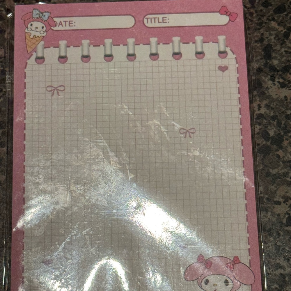 Sanrio My Melody & Cinnamoroll Pink Notepad Set with Character Pen - Picture 2 of 8